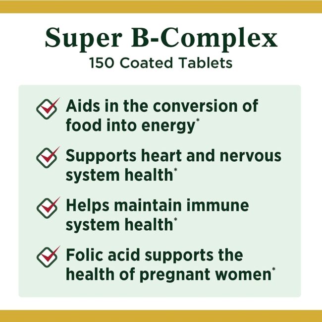 Nature's Bounty Vitamin B Complex, 150 Tablets - Support Heart and nervous system, helps to maintain immune system