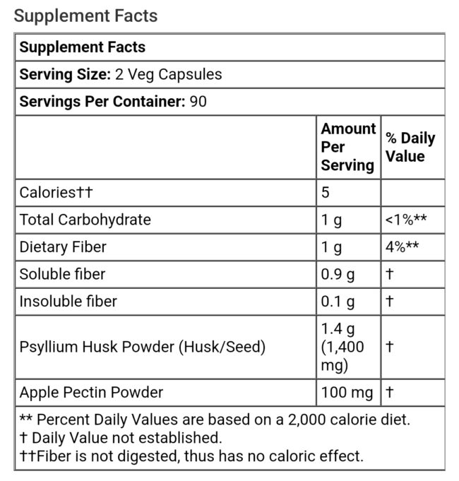 Now Foods Psyllium Husk Caps 700mg Intestinal Health