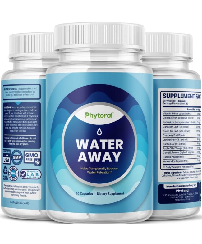 Phytoral Natural Diuretic Water Away - Water Retention & Balance Support Urinary Tract Health & Full Body Cleanse