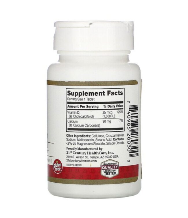 21st Century Vitamin D3 25mcg (1,000 IU) - Strong Bones & Immune Support