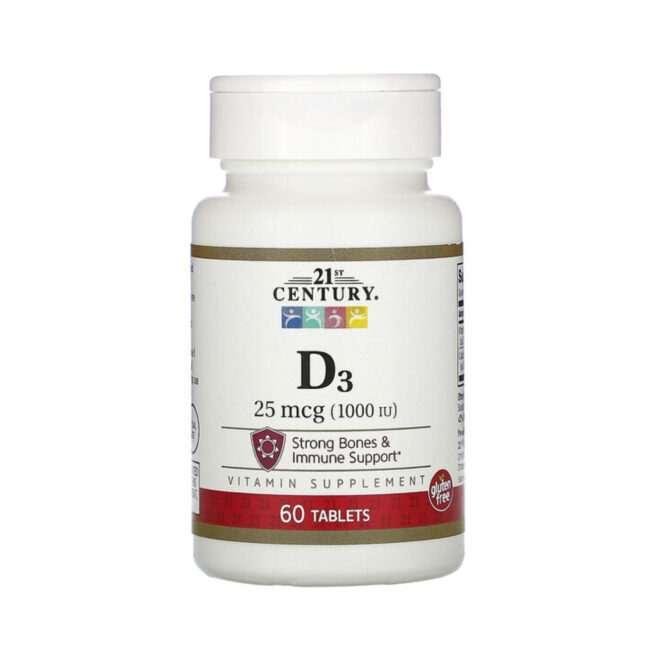 21st Century Vitamin D3 25mcg (1,000 IU) - Strong Bones & Immune Support