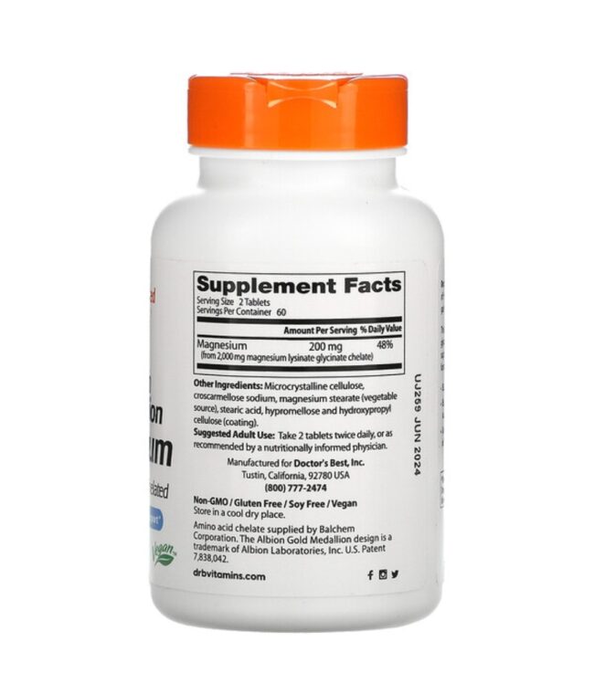 Doctor's Best High Absorption Magnesium 100mg - Muscle Relaxation & Healthy Sleep Support