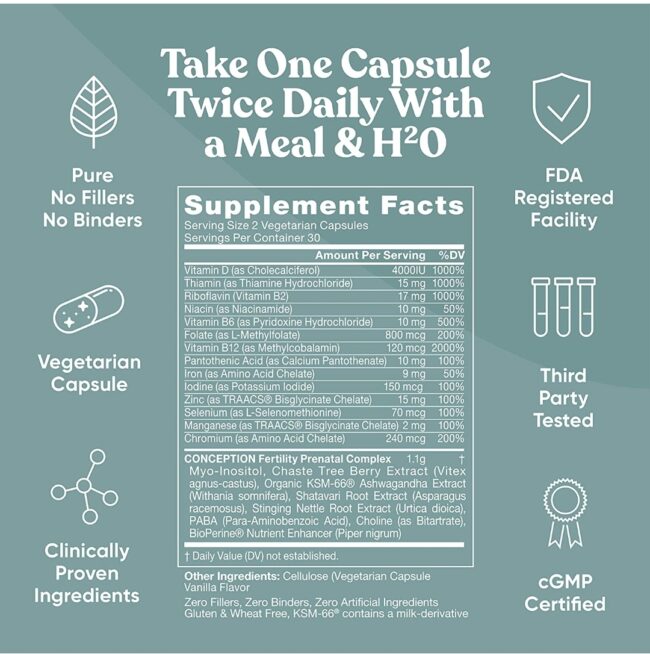 Eu Natural Conception Female Fertility Prenatal Vitamins - Regulate Your Cycle, Aid Ovulation