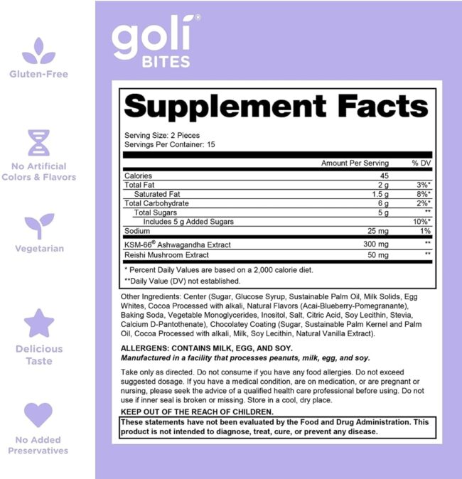Goli Nutritions Ashwagandha Calm Bites - Reduce Stress & Promotes Relaxation
