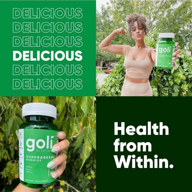 Goli Nutrition Supergreens Gummies 60's with Essential Vitamins and Minerals. Health from Within.