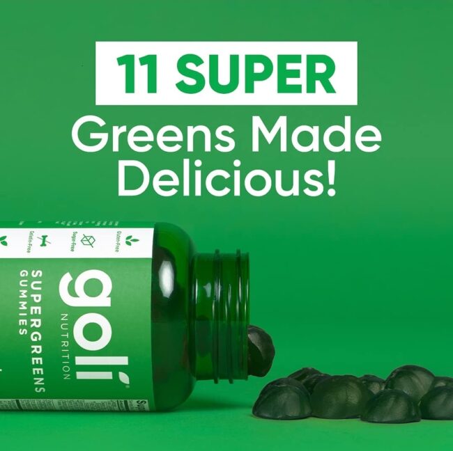 Goli Nutrition Supergreens Gummies 60's with Essential Vitamins and Minerals. Health from Within.