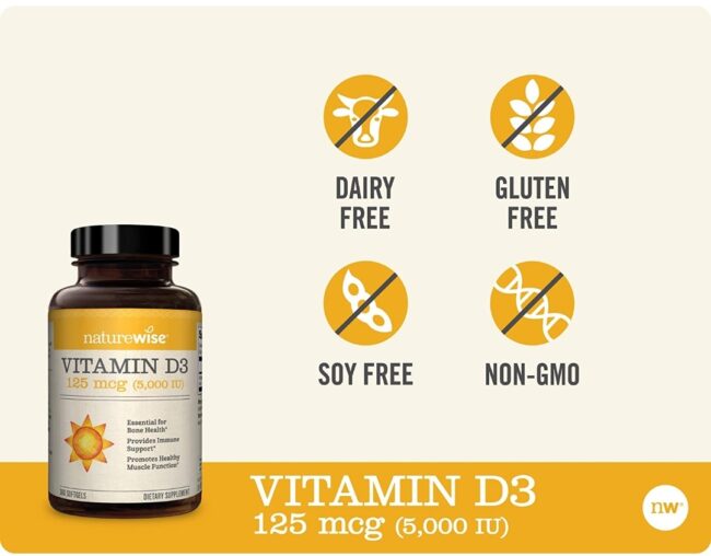 NatureWise Vitamin D3 5000iu 125mcg - 1 Year Supply for Healthy Muscle Function & Immune Support