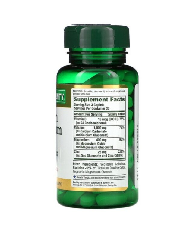 Nature's Bounty Calcium Magnesium Zinc - May Reduce the Risk of Osteoporosis, Bone Health
