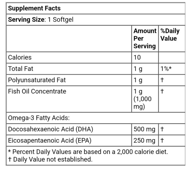 Now Foods Double Strength DHA 500 Fact 1