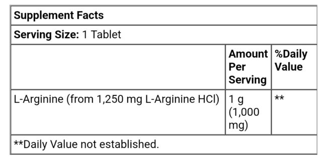 Now Foods Double Strength L-Arginine 1,000mg - Amino Acid & Post-Workout Recovery