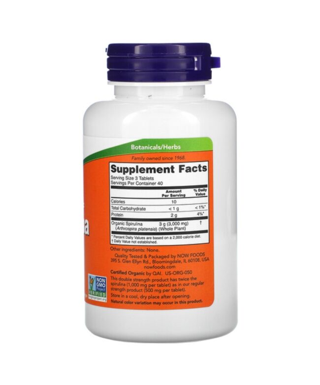 Now Foods Certified Organic Spirulina 1,000mg