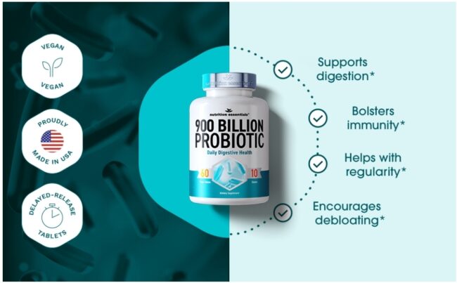 Nutrition Essential 900 Billion CFU Probiotic for Women & Men - Daily Digestive Health