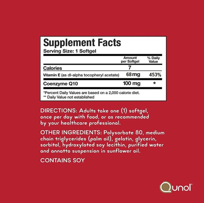 Qunol Ultra CoQ10 100mg 3x Better Absorption, Patented Water & Fat Soluble Natural Supplement Heart Health