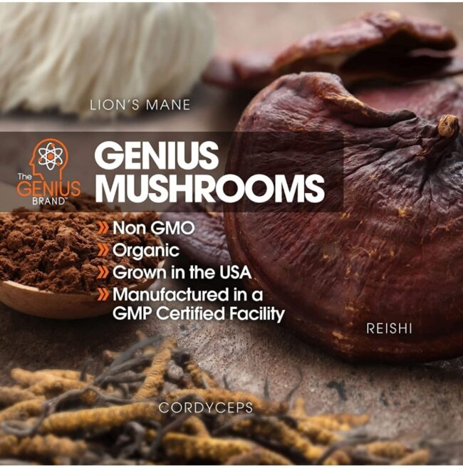 The Genius Brand Genius Mushrooms - Immune System Booster & Nootropic Brain Supplement