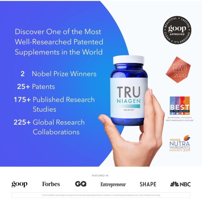 Tru Niagen 300mg Age Better - Multi Award Winning Patented NAD+ Booster & Cellular Energy Metabolism