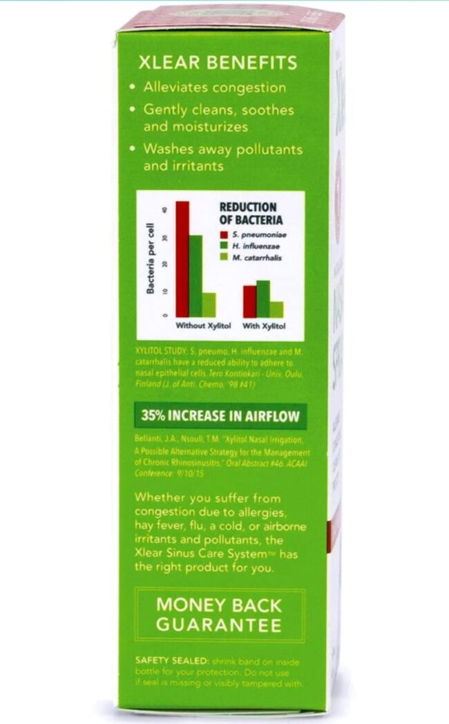 Xlear Nasal Spray with Xylitol All Natural Saline Nasal Spray for Sinus Rinse & Sinus Relief