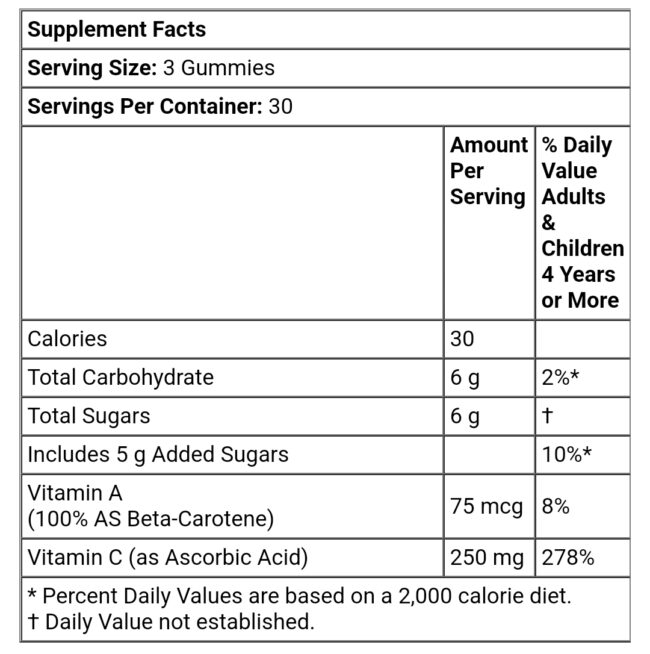California Gold Nutrition Vitamin C Gummies Natural Orange Flavored