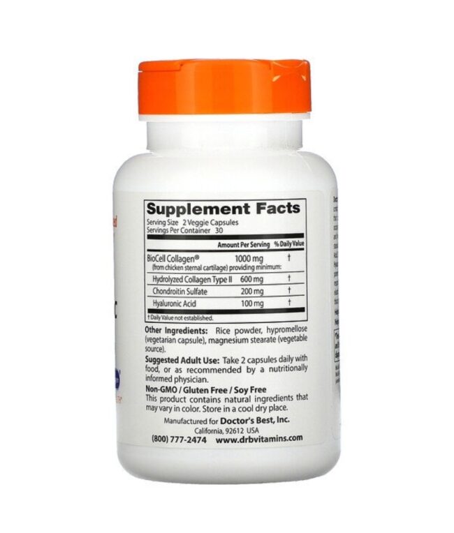 Doctor's Best Hyaluronic Acid + Chondroitin Sulfate with BioCell Collagen - Helps Support Joint Health and Function