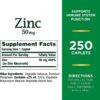 Nature's Bounty Zinc 50mg - Immune Support & Antioxidant Supplement, Promotes Skin Health