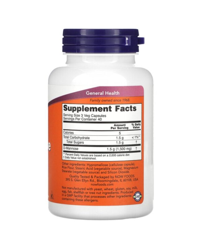 Now Foods D-Mannose 500mg - Healthy Urinary Tract & Cleanses the Bladder