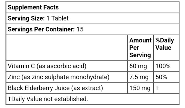 Sambucol Black Elderberry + Vitamin C & Zinc - Helps Support the Immune System