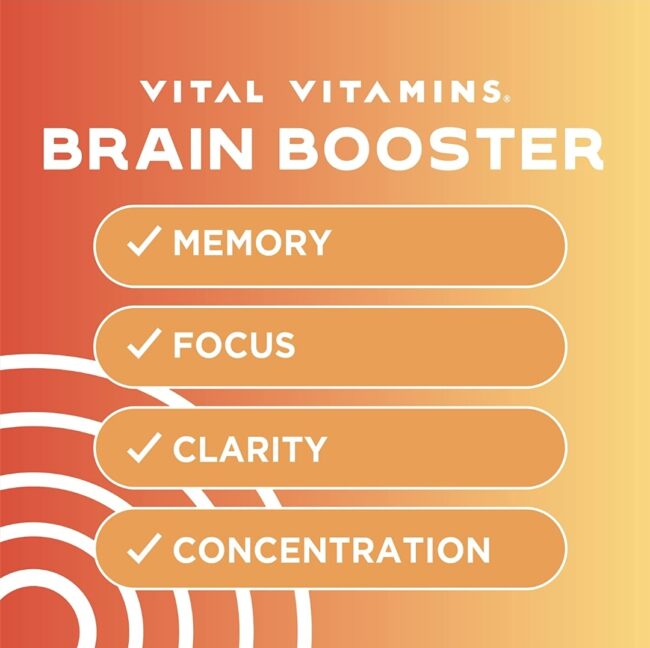 Vital Vitamin Brain Booster - Enhance Focus & Mind, Boost Concentration, Improve Memory & Clarity