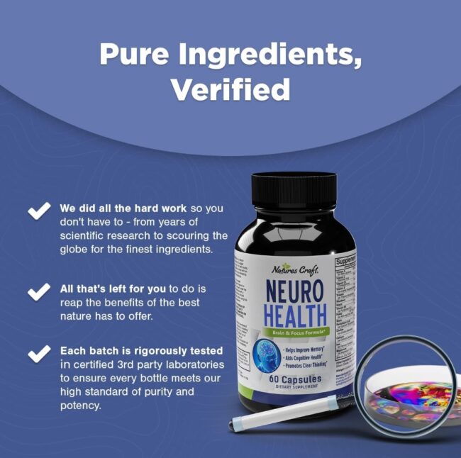 Natures Craft Nootropics Brain Supplement Support - Memory Booster for Mind Focus