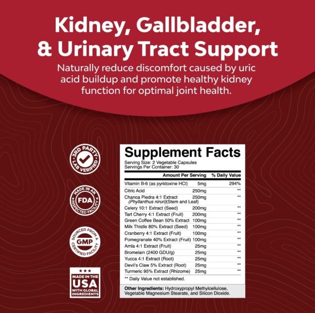 Natures Craft Herbal Uric Acid Cleanse & Detox - Essential Daily Kidney Cleanse and Uric Acid Support for Adults