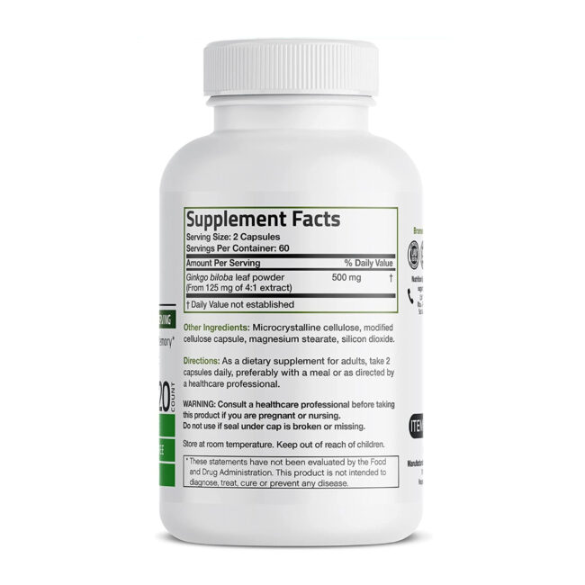 Bronson Nutrition Ginkgo Biloba 500mg - Supports Brain Function & Memory