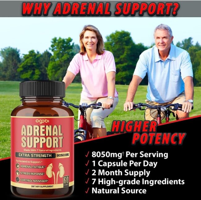 Agobi Adrenal Support Extra Strength 8050mg - Adrenal Fatigue, Stress Response & Cortisol Manager