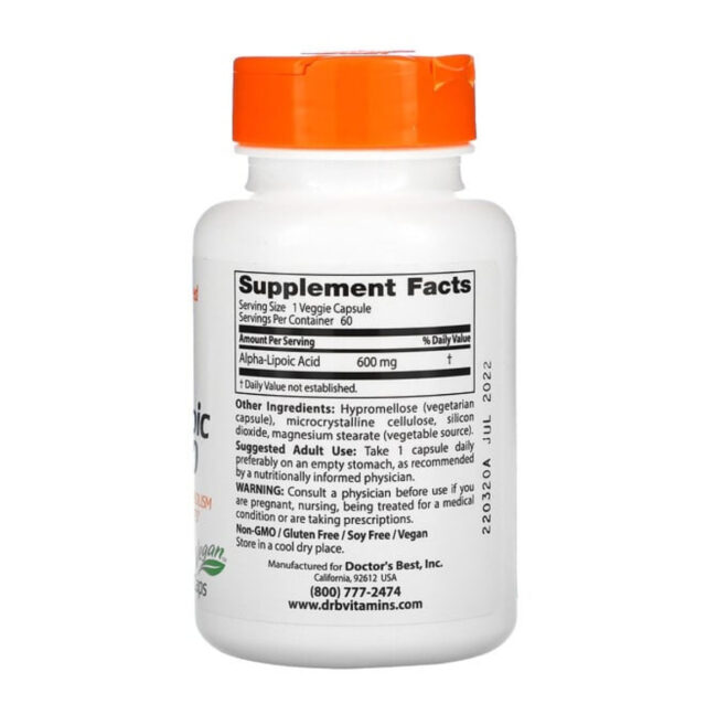 Doctor's Best Alpha-Lipoic Acid 600mg - Support Glucose Metabolism & Regenerate Antioxidants
