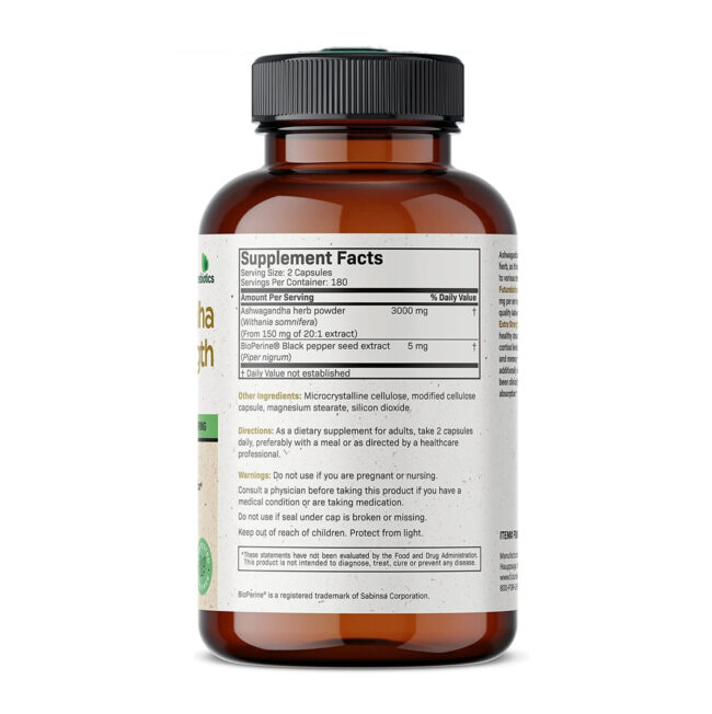 Futurebiotics Ashwagandha Extra Strength 3000mg - Stress Relief Formula, Natural Mood Support, Stress, Focus and Energy Support Supplement