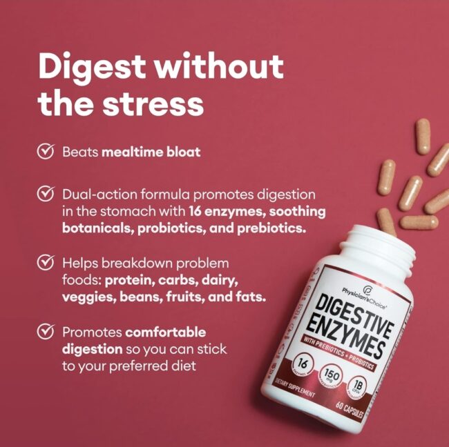 Physician's Choice Digestive Enzymes with Prebiotics + Probiotics for Digestive Health & Gut Health