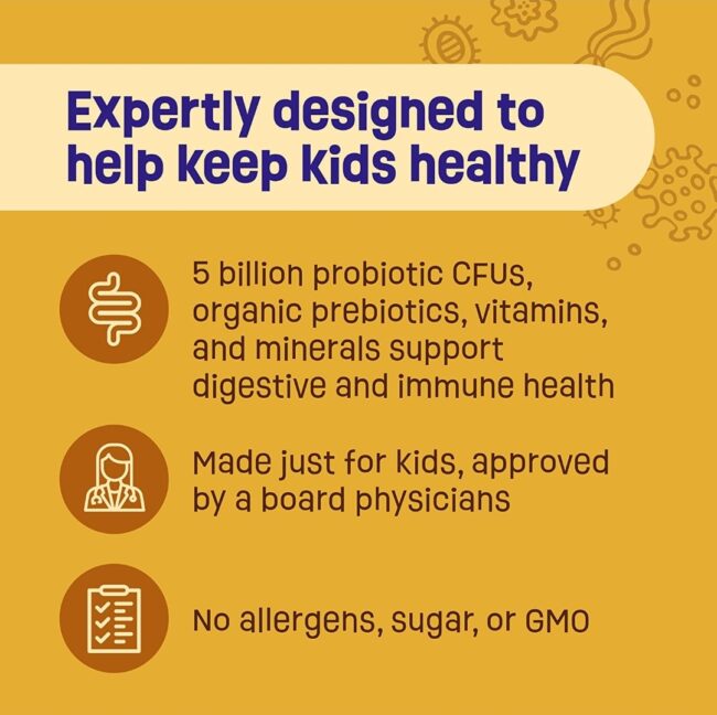 Physician's Choice Kids Probiotic - 7 Diverse Strains, Organic Prebiotics, Vitamin & Minerals - Immune & Digestion Support - No Allergens or Artificial Dyes