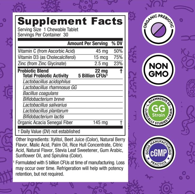 Physician's Choice Kids Probiotic - 7 Diverse Strains, Organic Prebiotics, Vitamin & Minerals - Immune & Digestion Support - No Allergens or Artificial Dyes