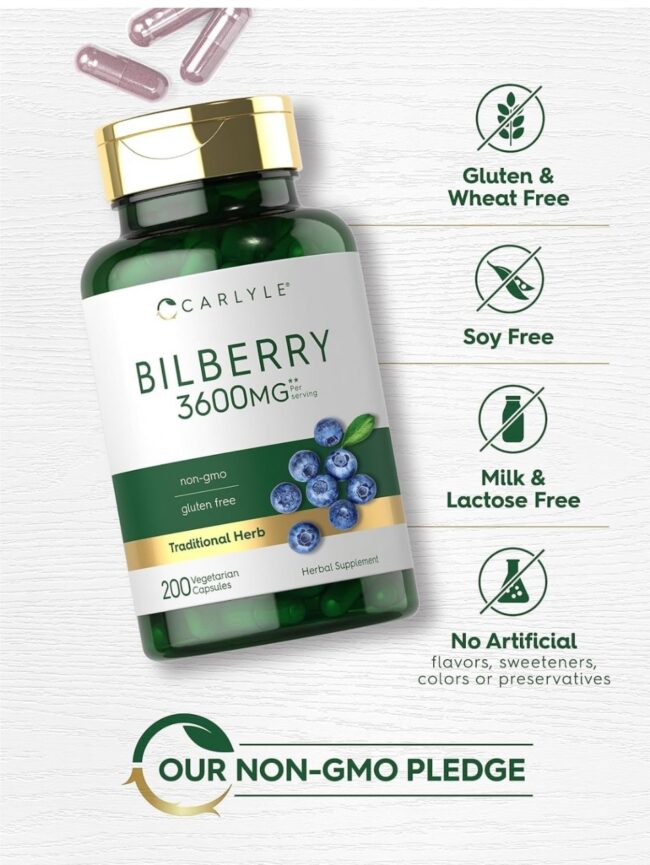 Carlyle Bilberry 3600mg - Diarrhea, Inflammation of the Mouth, Urinary Problems & Diabetes