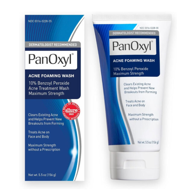 PanOxyl Acne Foaming Wash Benzoyl Peroxide 10% Maximum Strength Antimicrobial