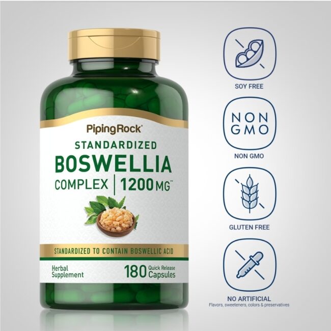 Piping Rock Standardized Boswellia Complex 1200mg - Joint Support (Osteoarthritis, Rheumatoid Arthritis), Asthma & Inflammatory Bowel Disease (IBD)