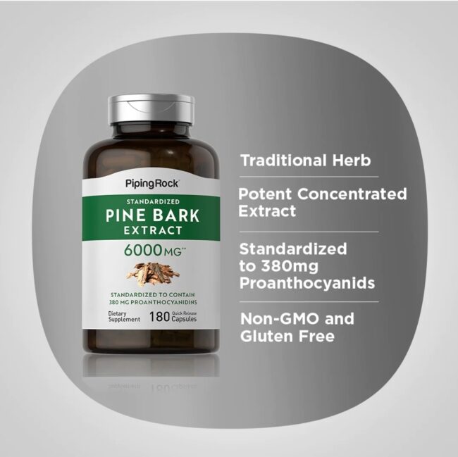 Piping Rock Standardized Pine Bark Extract 6000mg - Boost Antioxidant Status & Improve Erectile Dysfunction