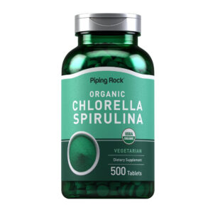 PipingRock Organic Chlorella Spirulina 500mg - Lowering Heart Disease & Improving Blood Sugar Management