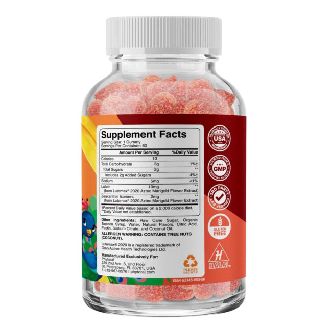 Phytoral Kids Lutein Gummies Vegan Eye Health Vitamins for Kids Eye Care
