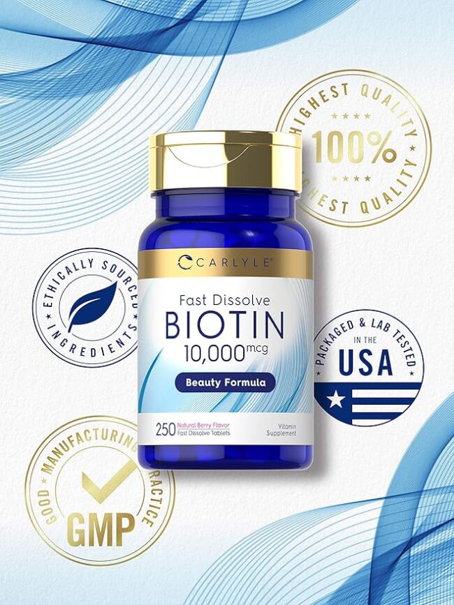 Carlyle Biotin Fast Dissolve 10,000mcg Beauty Formula Skin, Hair & Nails