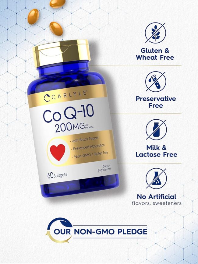 Carlyle CoQ 10 200mg per Serving Support Heart Health & Diabetes