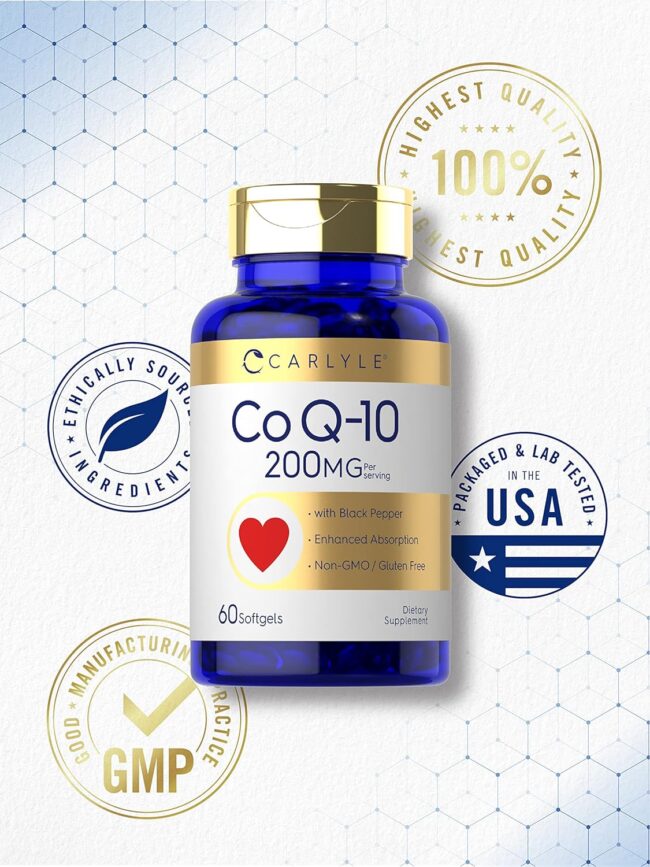 Carlyle CoQ 10 200mg per Serving Support Heart Health & Diabetes