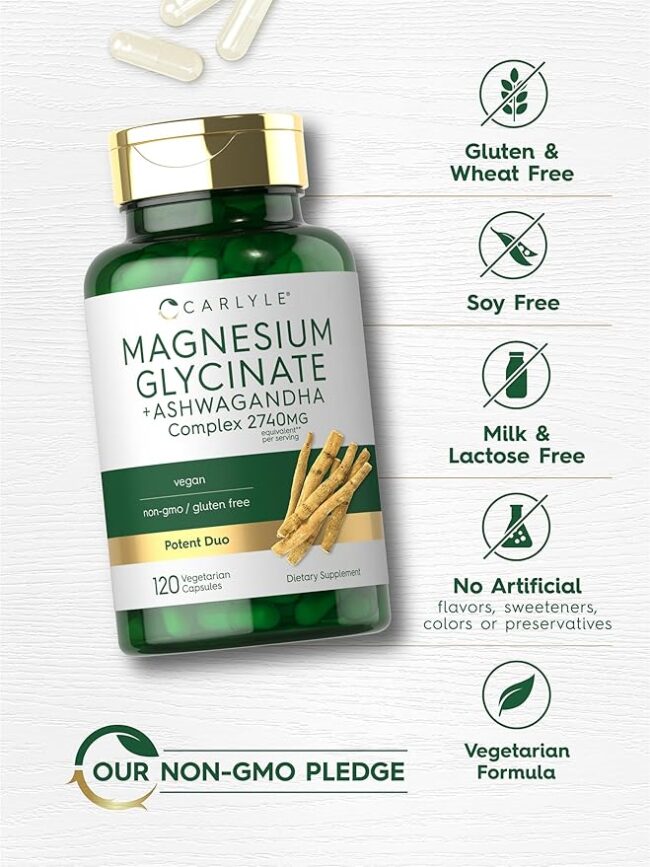 Carlyle Magnesium Glycinate + Ashwagandha Complex 2740mg per Serving
