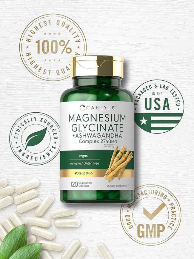 Carlyle Magnesium Glycinate + Ashwagandha Complex 2740mg per Serving