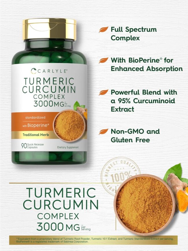 Carlyle Turmeric Curcumin with Black Pepper 3000mg