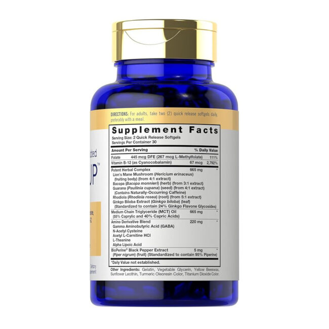 Carlyle Brain Up Supplement with L Theanine, Bacopa & B 12