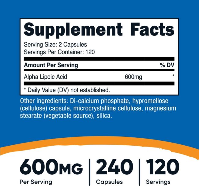 Nutricost Alpha Lipoic Acid 600mg Per Serving Antioxidant