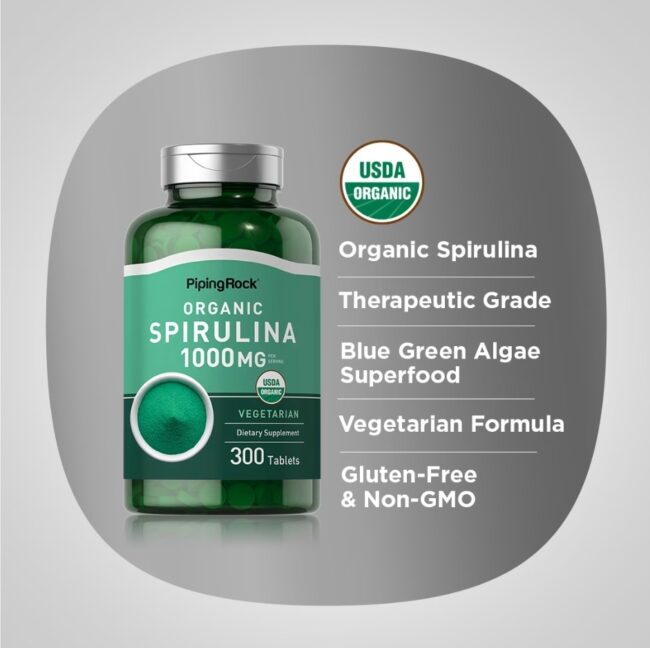 Piping Rock Organic Spirulina 1,000mg Support Immune System